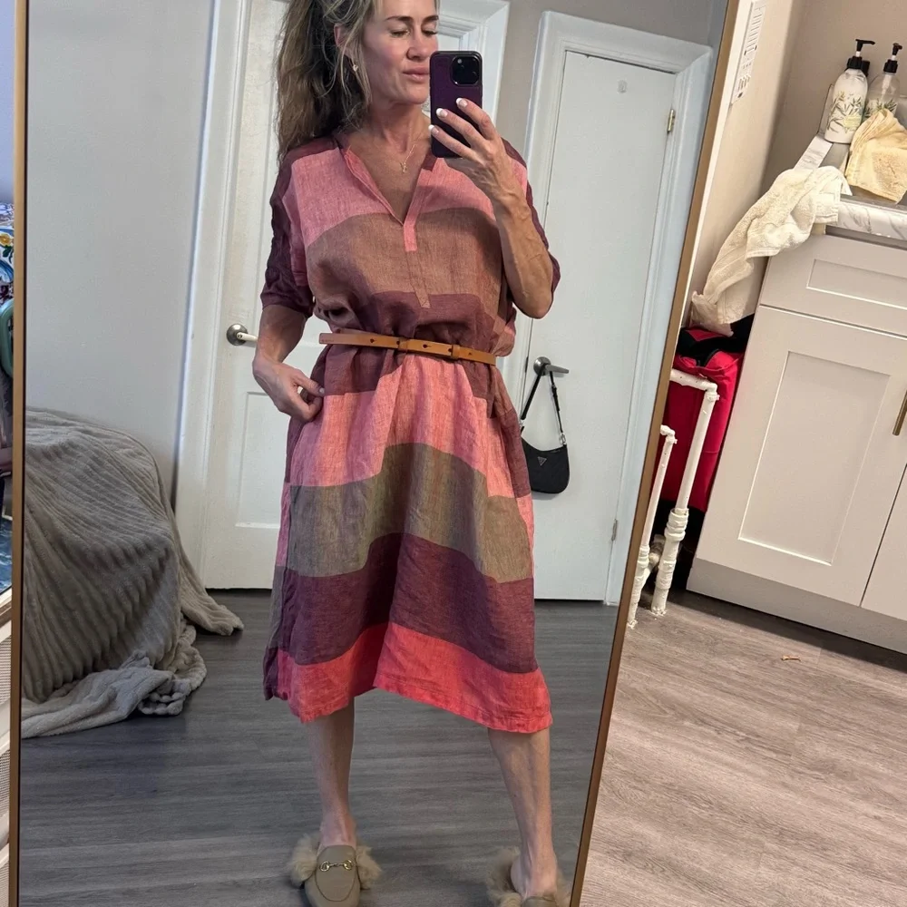 Humanoid Oversized Linen Striped Dress  Made in Romania - Picture 5 of 9